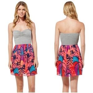 Roxy • one day soon pleated strapless summer dress fandango tropical print